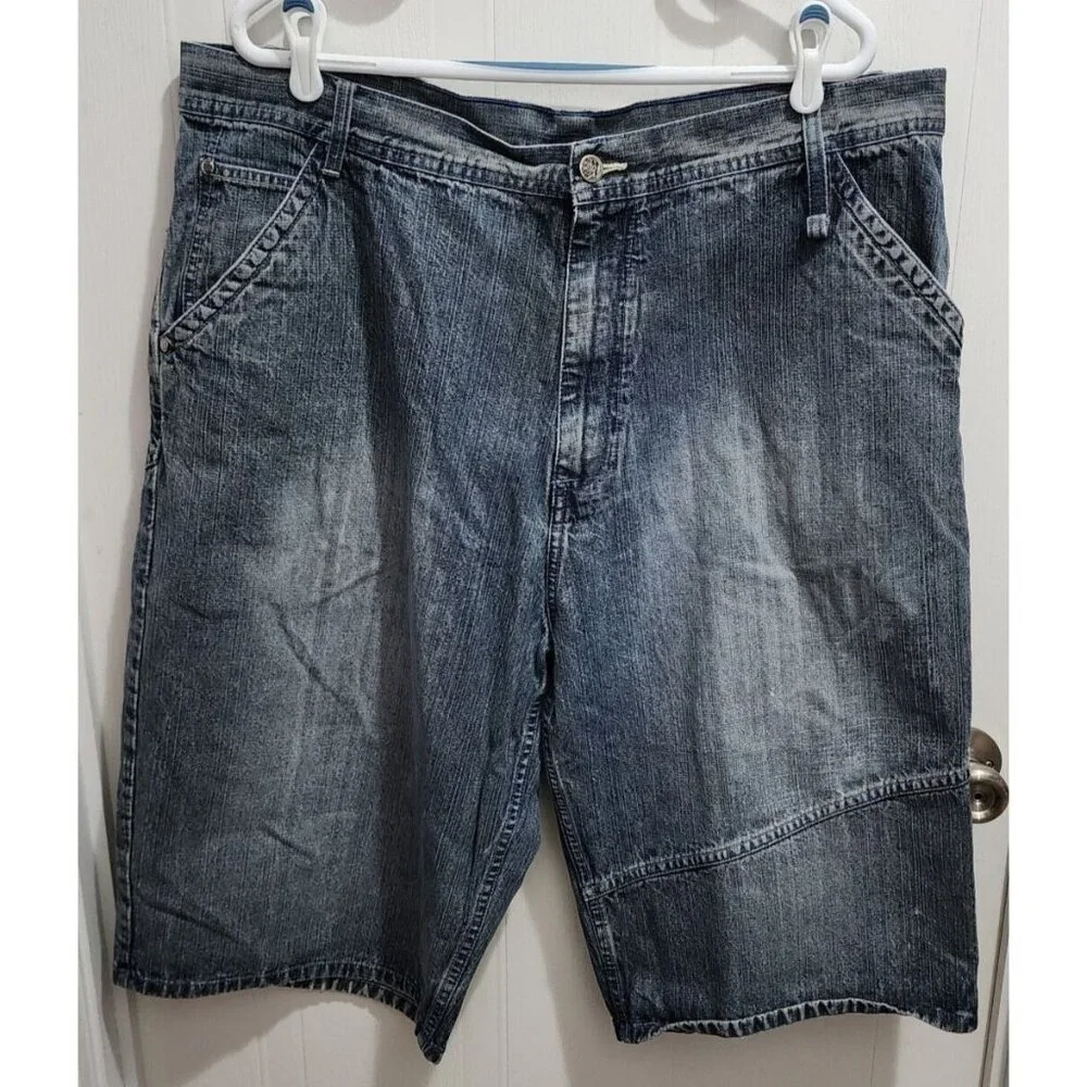 Makaveli Tupac Shakur Grow / Evolve Quote Blue Hip Hop Jean Shorts Men's Size 42